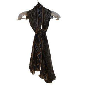 Scarf Viscose Grey-Blue-Yellow Pattern Length- 75.5' Width-45'